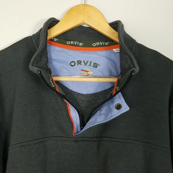 Orvis Men's Signature Quarter Zip Sweatshirt Grey Size XL - Picture 7 of 16